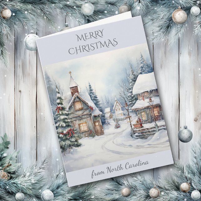 Cartes Pour Fêtes Annuelles Noël en Caroline du Nord Paysage hivernal (Créateur téléchargé)