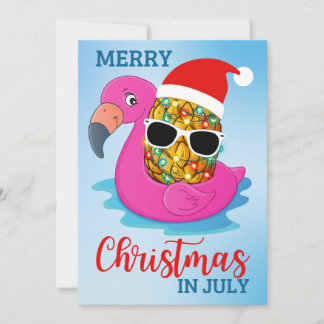 Cartes Pour Fêtes Annuelles Noël en juillet Ananas Santas Casquette Flamant ro