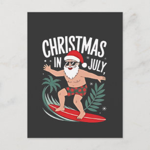 Cartes Pour Fêtes Annuelles Noël en Juillet Funny Surfing Père Noël Vacances 