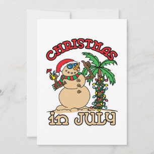 Cartes Pour Fêtes Annuelles Noël en juillet Snowman Sand Beach