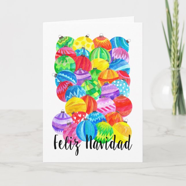 Cartes Pour Fêtes Annuelles Noël espagnol de Feliz Navidad, aquarelle (Devant)