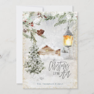 Cartes Pour Fêtes Annuelles Noël est dans le Cabine de la forêt d'hiver de l'A