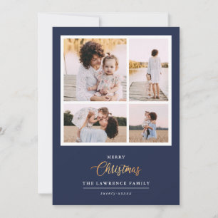 Cartes Pour Fêtes Annuelles Noël est l'or   Marine Modern 4 vacances photo