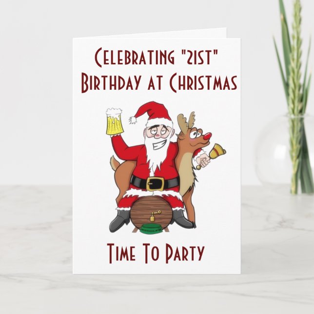 CARTES POUR FÊTES ANNUELLES NOËL ET VOTRE **21E ANNIVERSAIRE** TEMPS DE FÊTE (Devant)