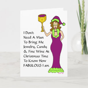 Cartes Pour Fêtes Annuelles Noël fabuleux de Wine Diva "Just The Wine"