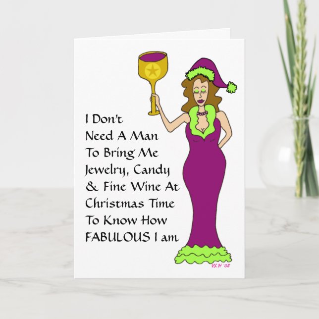 Cartes Pour Fêtes Annuelles Noël fabuleux de Wine Diva "Just The Wine" (Devant)