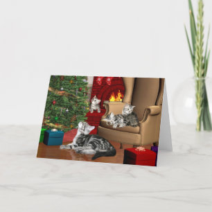 Cartes Pour Fêtes Annuelles Noël familial Tabby