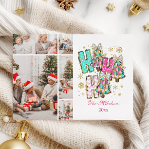 Cartes Pour Fêtes Annuelles Noël Famille 5 Photos Ho Ho Ho Fantaisiste
