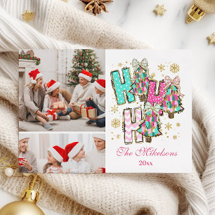 Cartes Pour Fêtes Annuelles Noël Famille Ho Ho Ho Fantaisiste 2 Photos