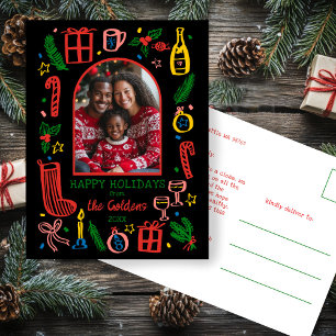 Cartes Pour Fêtes Annuelles Noël Fantaisiste Photo personnalisée sous une arc