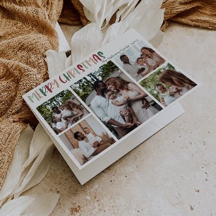 Cartes Pour Fêtes Annuelles Noël festif coloré plié Cinq photos