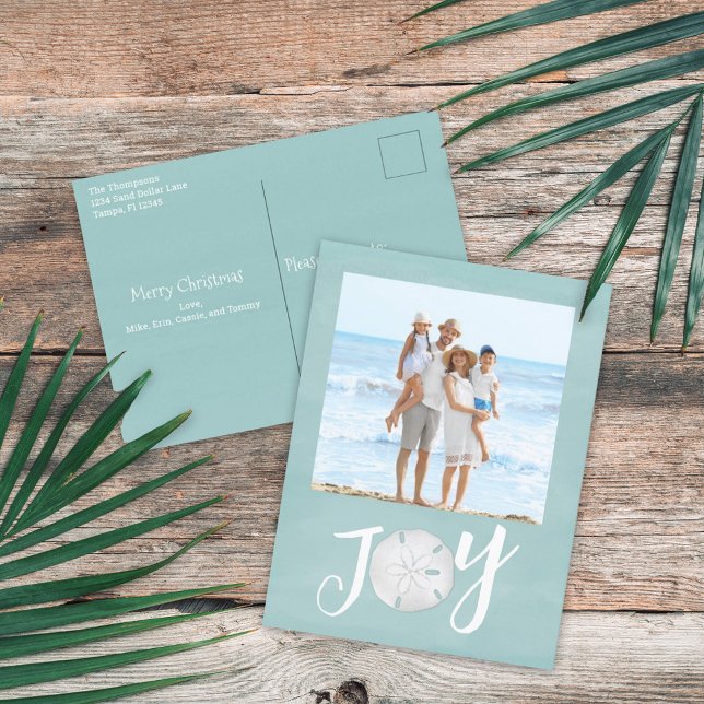 Cartes Pour Fêtes Annuelles Noël Fête Joie Photo Simple Plage Budget (Créateur téléchargé)