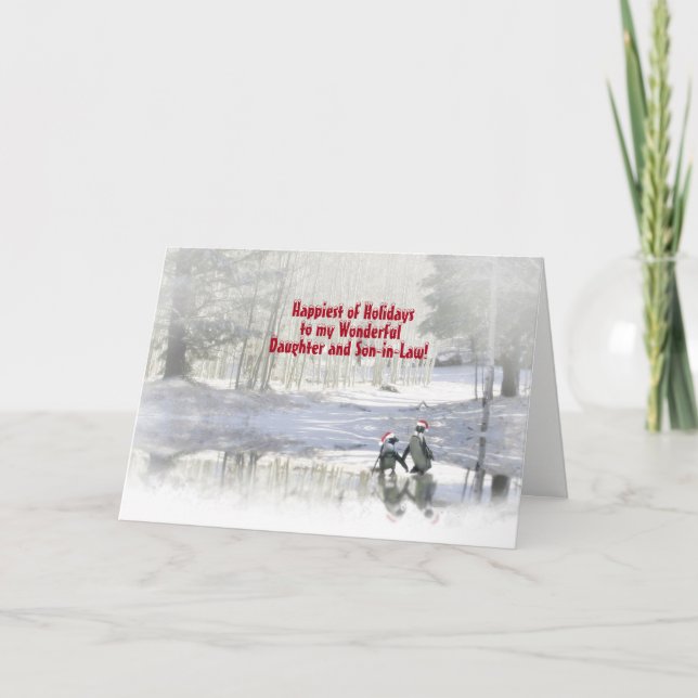 Cartes Pour Fêtes Annuelles Noël Fille et Gendre Mignon  (Devant)