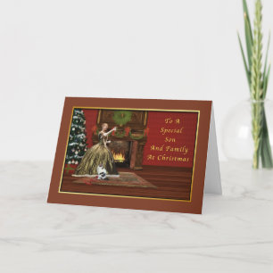 Cartes Pour Fêtes Annuelles Noël, fils et famille, old-fashioned