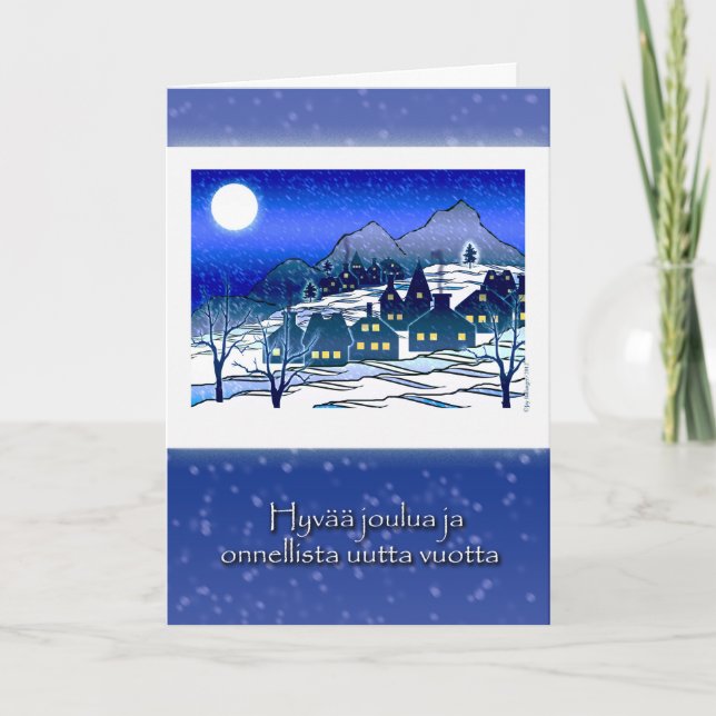 Cartes Pour Fêtes Annuelles Noël finlandais, Hyvää Joulua, Village des neiges (Devant)