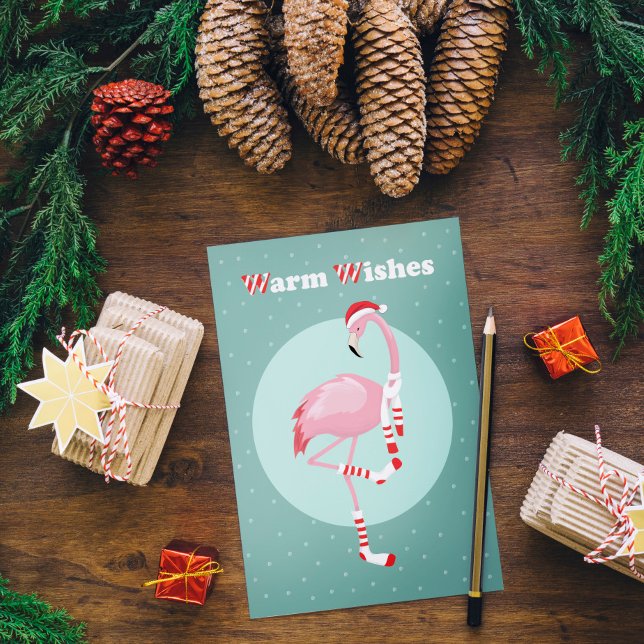 Cartes Pour Fêtes Annuelles    Noël Flamingo Rose Mignon  (Créateur téléchargé)