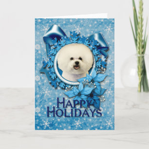 Cartes Pour Fêtes Annuelles Noël - flocon de neige bleu - Bichon Frise