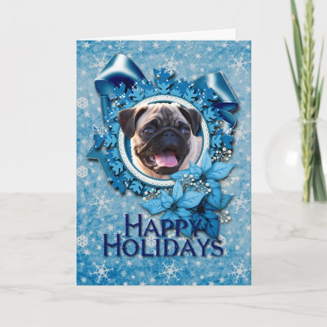 Cartes Pour Fêtes Annuelles Noël - Flocon de neige bleu - Carlin (Devant)