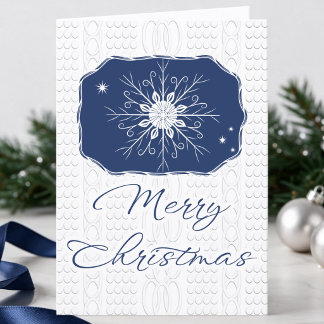 Cartes Pour Fêtes Annuelles Noël Flocon de Neige Bleu Marine et Blanc