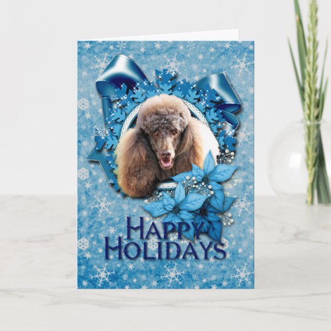 Cartes Pour Fêtes Annuelles Noël - Flocon de neige bleu - Poodé - Chocolat (Devant)