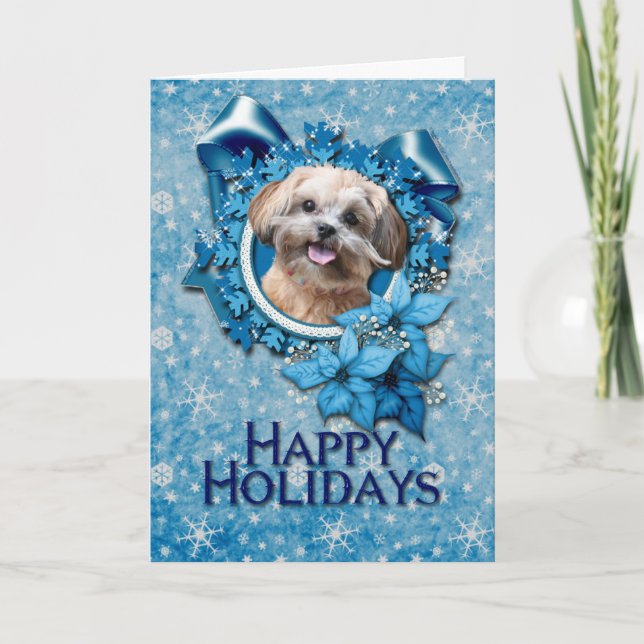 Cartes Pour Fêtes Annuelles Noël - flocon de neige bleu - ShihPoo - Maggie (Devant)