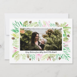 Cartes Pour Fêtes Annuelles Noël floral botanique de cadre de photo d'hiver