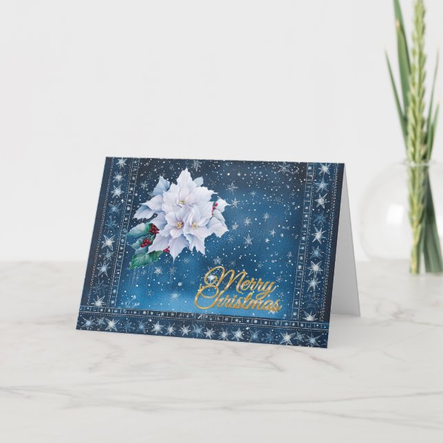 Cartes Pour Fêtes Annuelles Noël floral noir classique non photo joyeux (Devant)