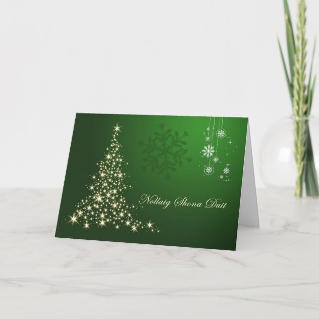 Cartes Pour Fêtes Annuelles Noël gaélique irlandais, arbre de scintillement (Devant)