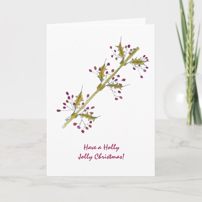 Cartes Pour Fêtes Annuelles Noël gai de houx naturel de Noël (Devant)