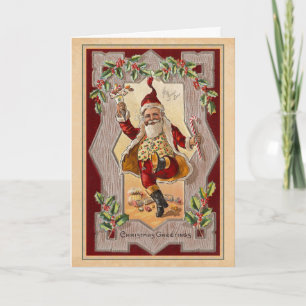 Cartes Pour Fêtes Annuelles Noël gai vintage Père Noël dansant un gabarit