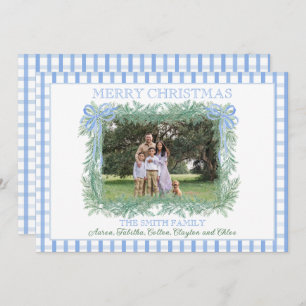 Cartes Pour Fêtes Annuelles Noël Garland Bleu Bow En vichy