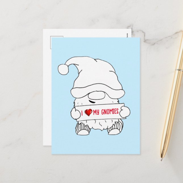 Cartes Pour Fêtes Annuelles Noël Gnome (Devant/Arrière en situation)