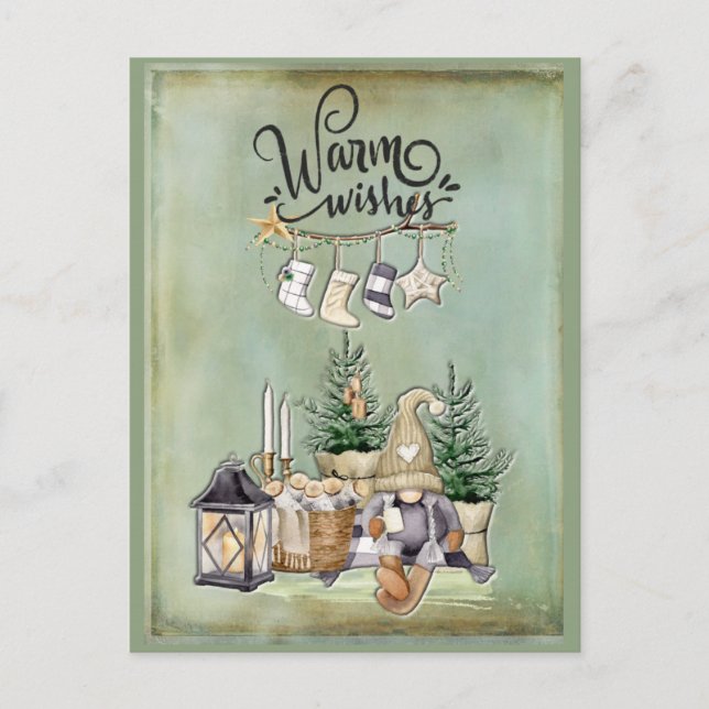 Cartes Pour Fêtes Annuelles Noël Gnome Chaleureux Voeux (Devant)