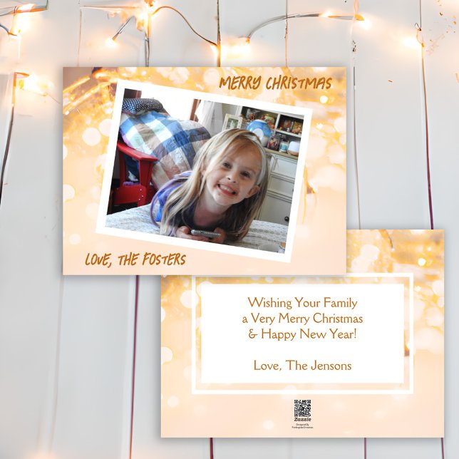 Cartes Pour Fêtes Annuelles Noël Gold et White Bokeh Photo Holiday (Créateur téléchargé)