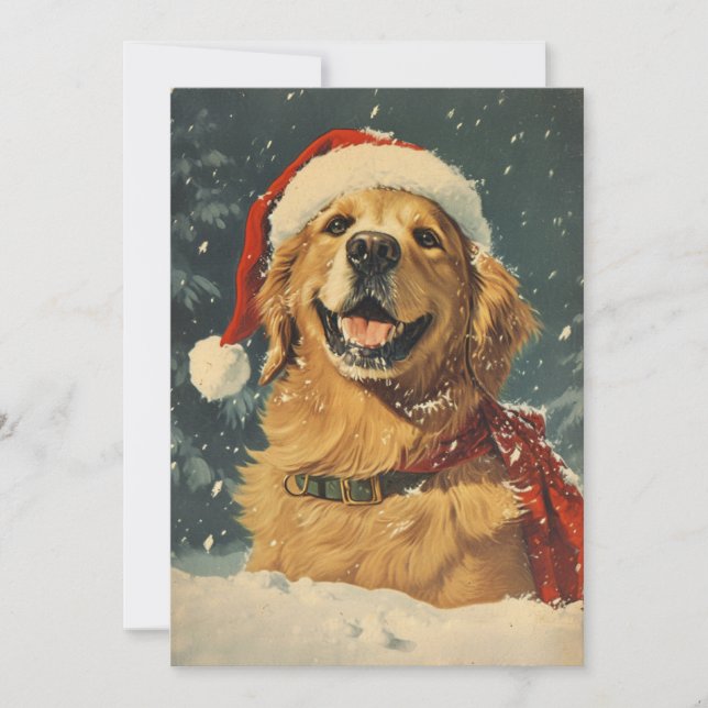 Cartes Pour Fêtes Annuelles Noël Golden Retriever (Devant)