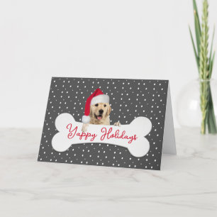 Cartes Pour Fêtes Annuelles Noël Golden Retriever sur l'os
