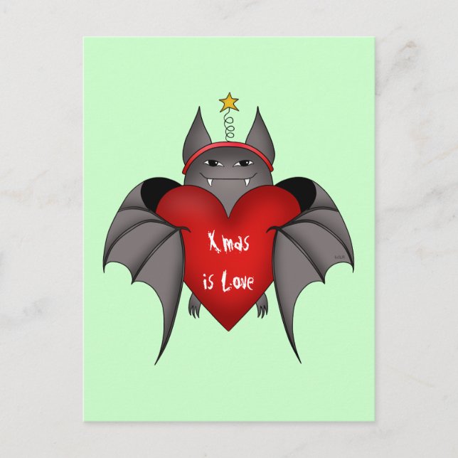Cartes Pour Fêtes Annuelles Noël gothique drôle amoureux de chauve-souris de (Devant)