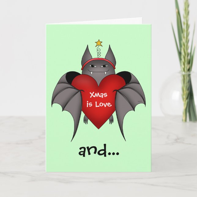 Cartes Pour Fêtes Annuelles Noël gothique drôle amoureux de chauve-souris de (Devant)