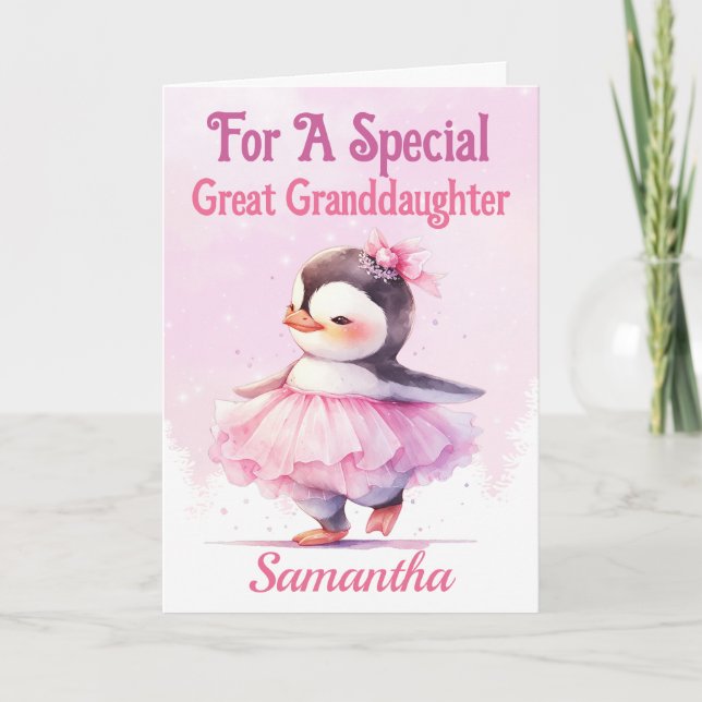 Cartes Pour Fêtes Annuelles Noël Grande petite-fille Penguin Ballerina (Devant)
