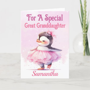 Cartes Pour Fêtes Annuelles Noël Grande petite-fille Penguin Ballerina