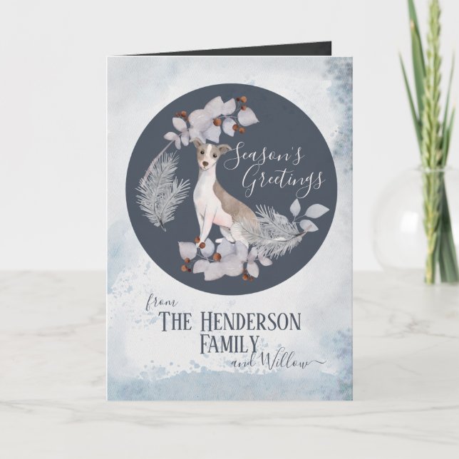 Cartes Pour Fêtes Annuelles Noël Gréyhound Italien Personnalisé (Devant)