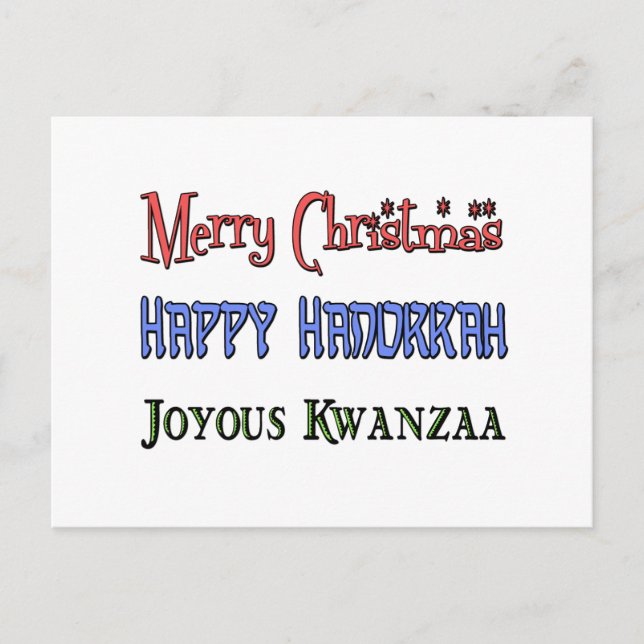 Cartes Pour Fêtes Annuelles Noël - Hanoukka - Kwanzaa (Devant)