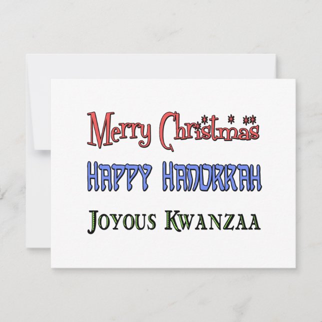 Cartes Pour Fêtes Annuelles Noël - Hanoukka - Kwanzaa (Devant)