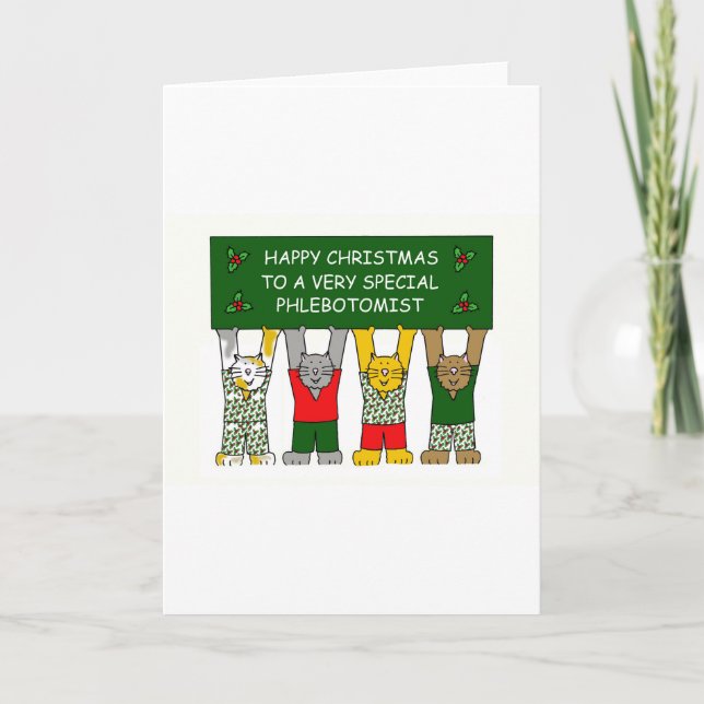 Cartes Pour Fêtes Annuelles Noël heureux de Phlebotomist, chats de bande (Devant)