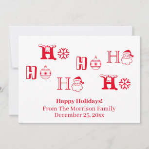 Cartes Pour Fêtes Annuelles Noël Ho Ho rouge personnalisé date mignon