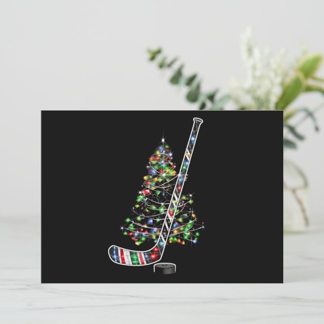 Cartes Pour Fêtes Annuelles Noël Hockey Sports Ball Chapeau Père Noël Xmas  (Debout devant)