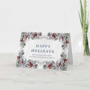 Cartes Pour Fêtes Annuelles Noël Holly Berry Entreprise Salutation rustique