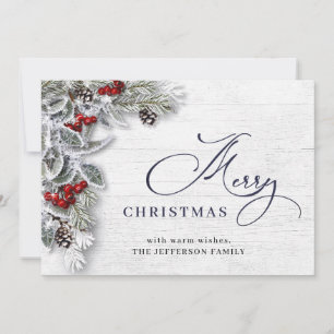 Cartes Pour Fêtes Annuelles Noël Holly Berry Pine Salutation rustique