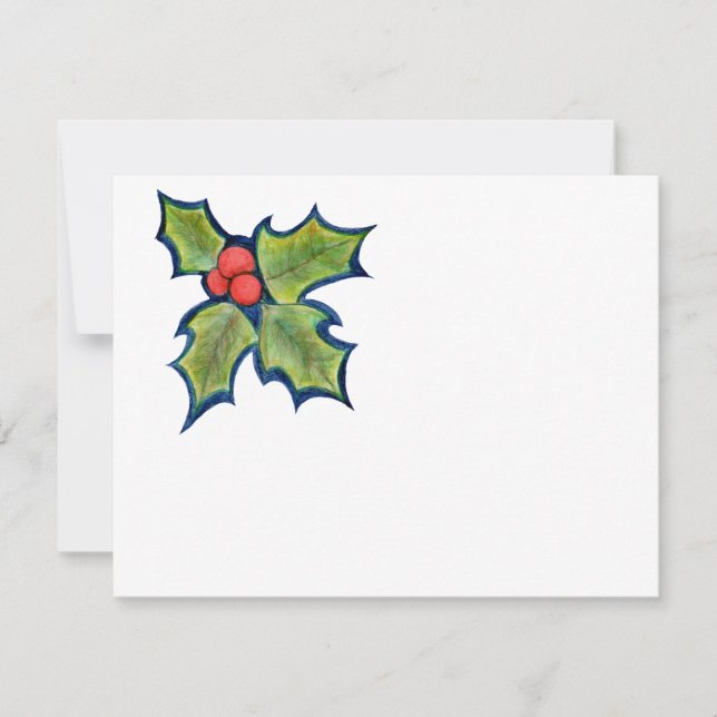 Cartes Pour Fêtes Annuelles Noël Holly Feuilles, Berries rouges (Devant)