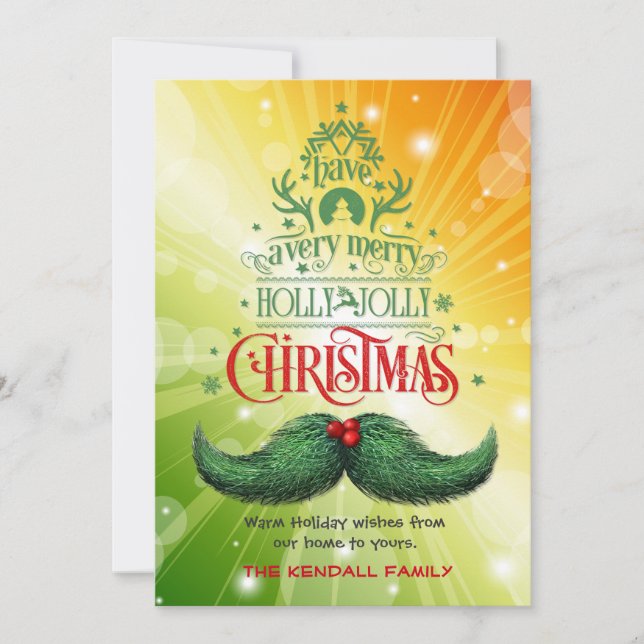 Cartes Pour Fêtes Annuelles Noël Holly Jolly Mustache (Devant)